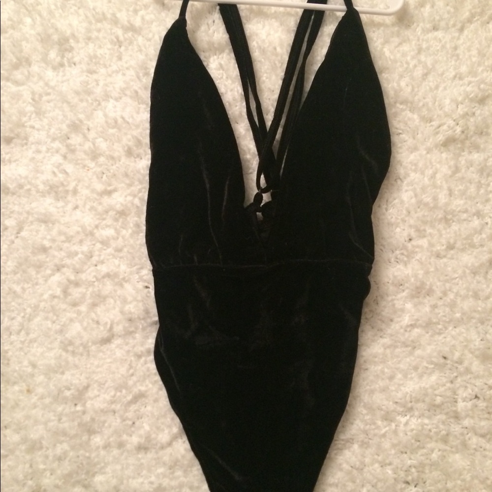 Black velour bodysuit
